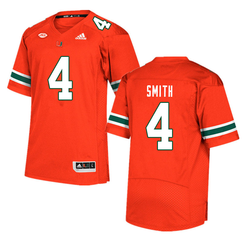 Men #4 Keontra Smith Miami Hurricanes College Football Jerseys Sale-Orange